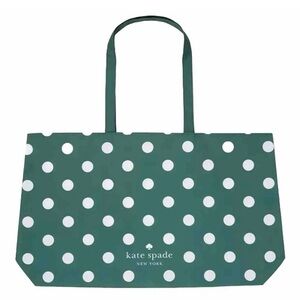 New Kate Spade Tote Green White Polka Dot 25" x 15" XLarge Shopping Tote